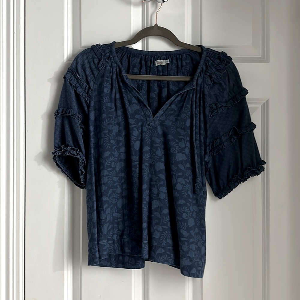 Faherty top with subtle floral print